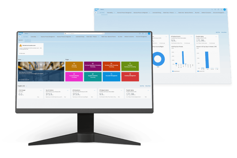 Dashboard de SAP S/4HANA Cloud en monitor